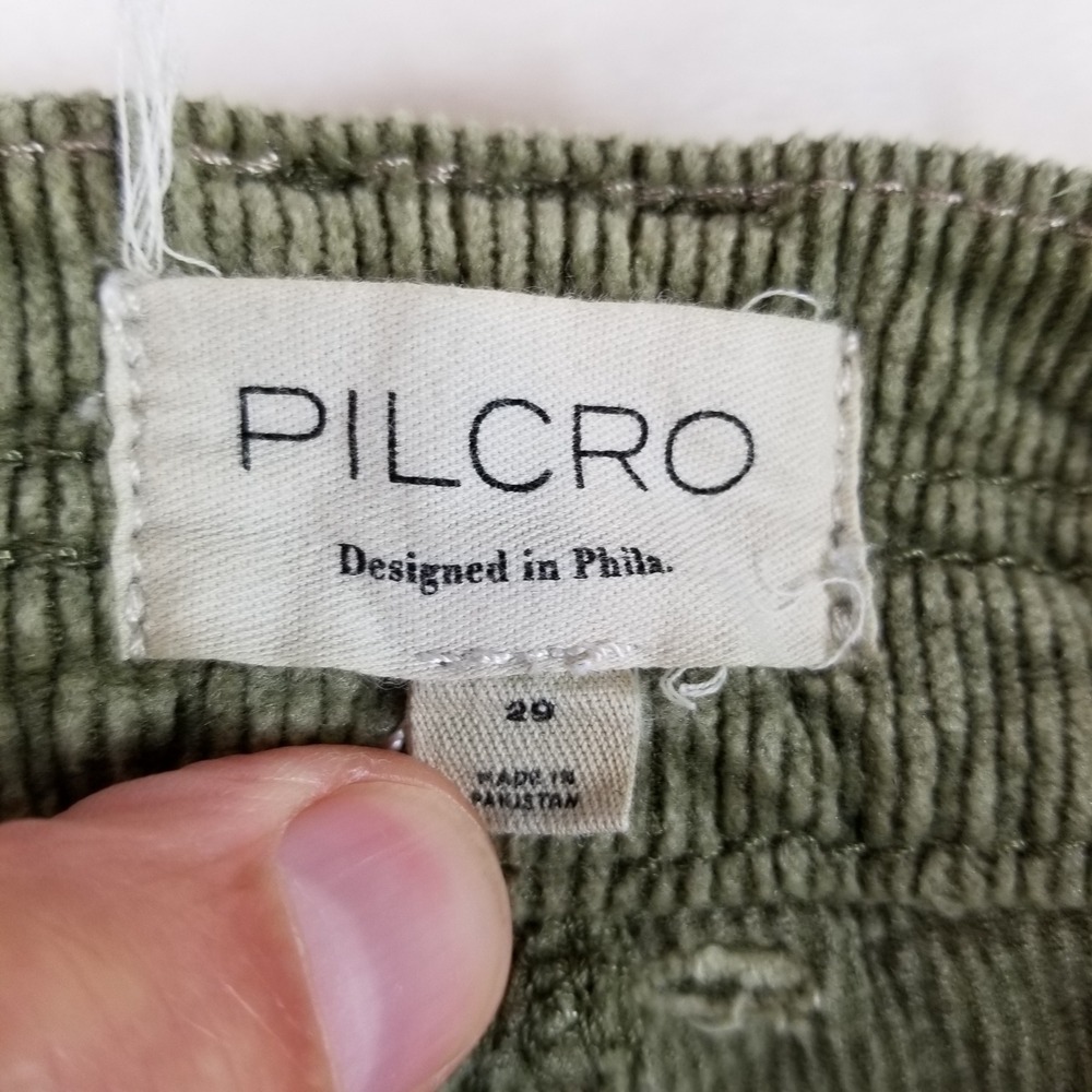 Pilcro Anthropologie Utility Pants Sz 29 Olive Green Corduroy‎ Articulated Knee - Picture 3 of 7